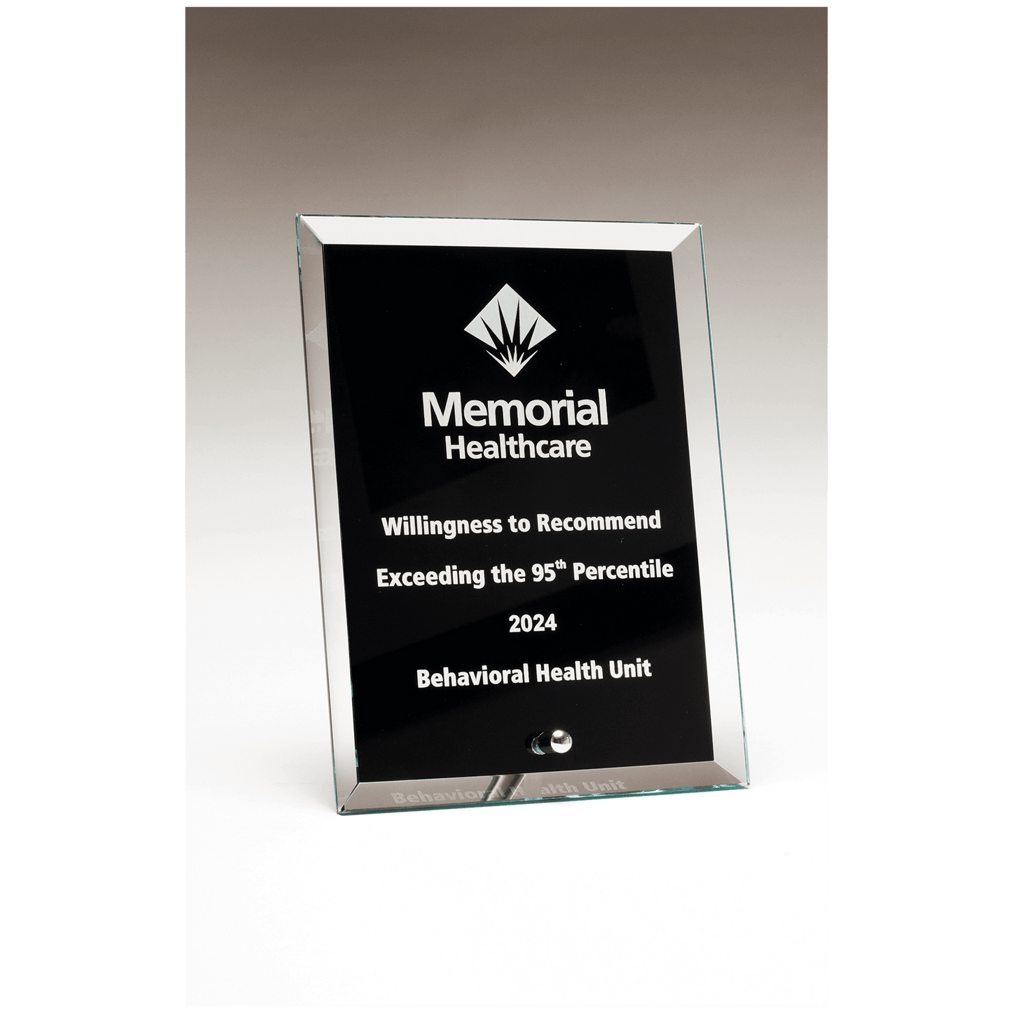 Colored Glass Plaque with Silver Post