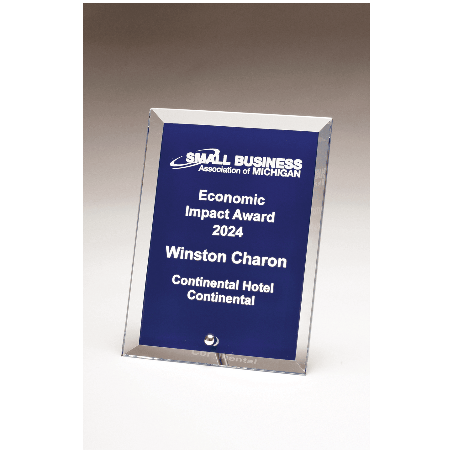 Colored Glass Plaque with Silver Post