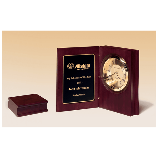 Mahogany Finish Book Clock