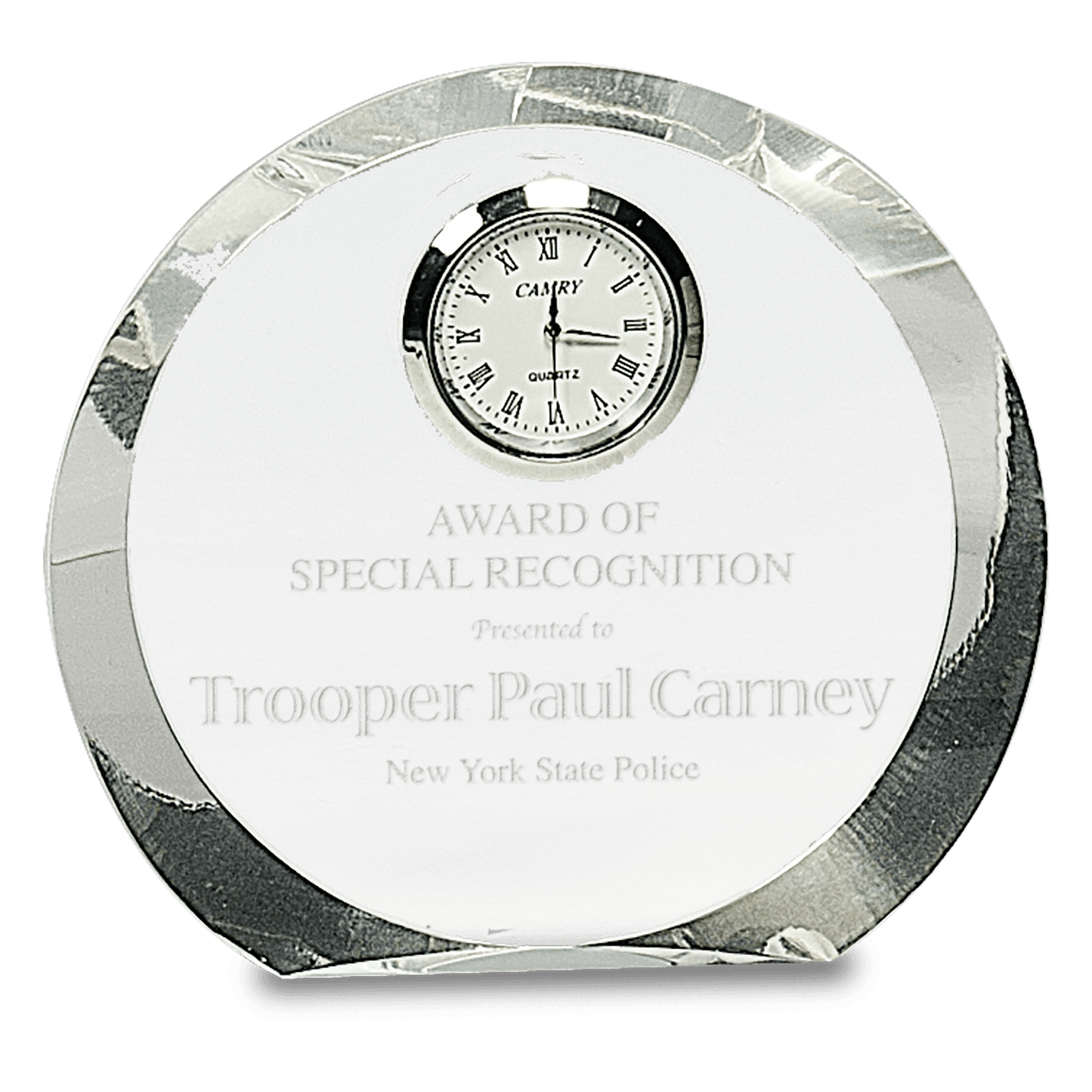 Clear Round Crystal with Clock