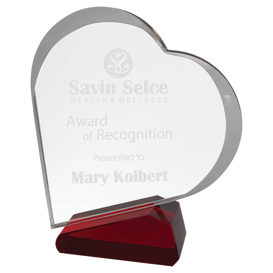 Clear Crystal Slant Heart Award