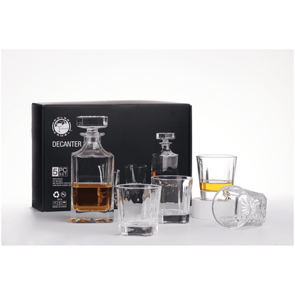 Square Glass Decanter Set with Glasses