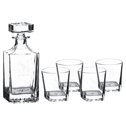 Square Glass Decanter Set with Glasses