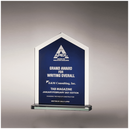 Pinnacle Blue and Silver Glass Award