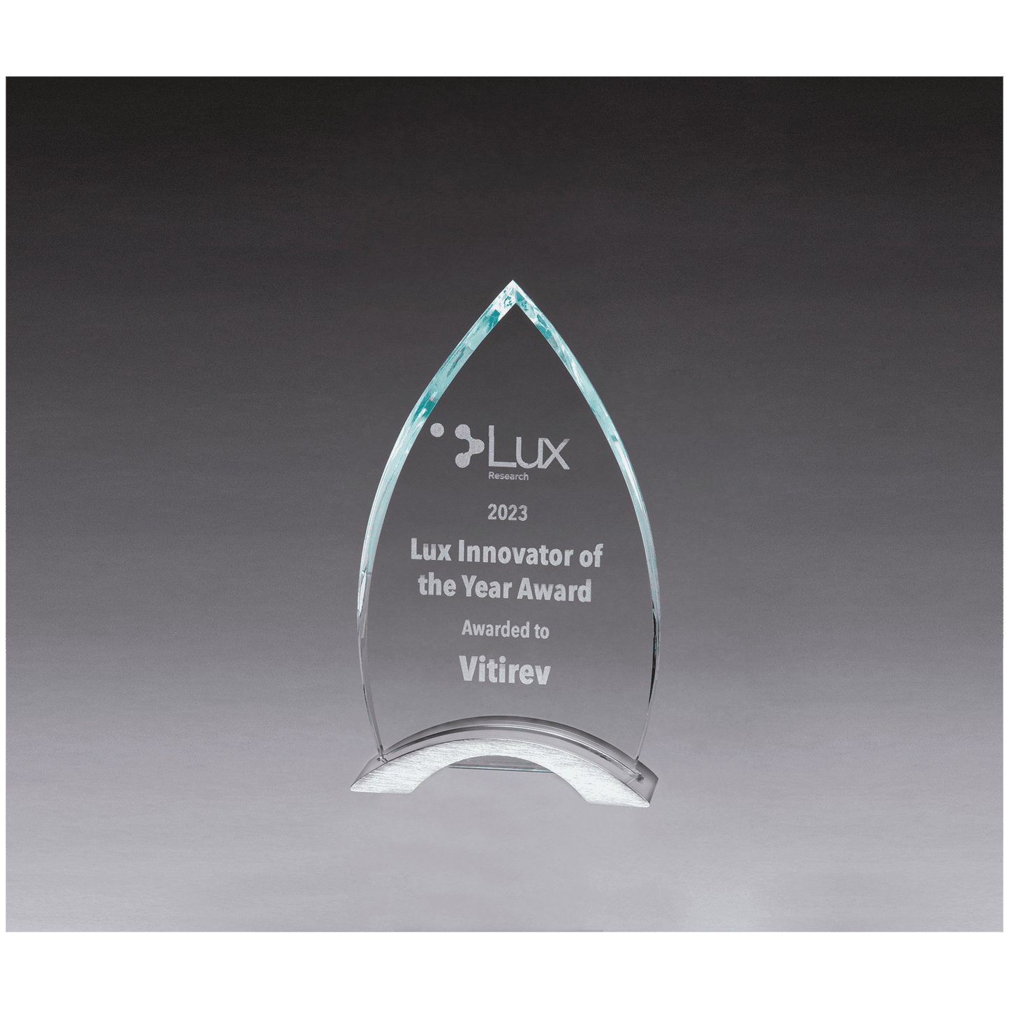 Flame Clear Glass Award with Brushed Silver Base