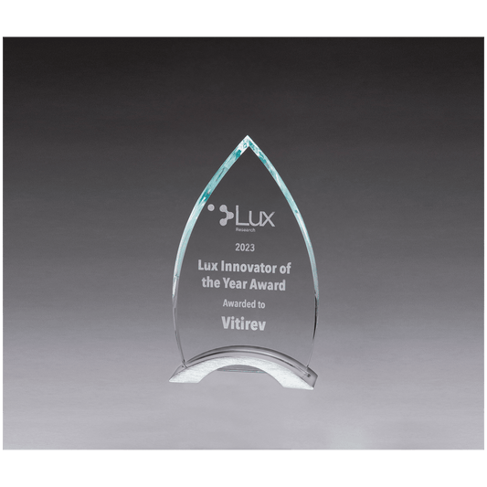 Flame Clear Glass Award with Brushed Silver Base