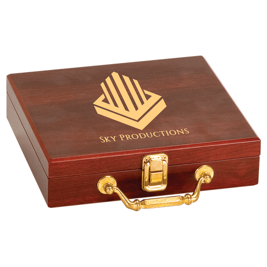 Rosewood Finish Chip Poker Set