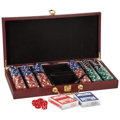 Rosewood Finish Chip Poker Set